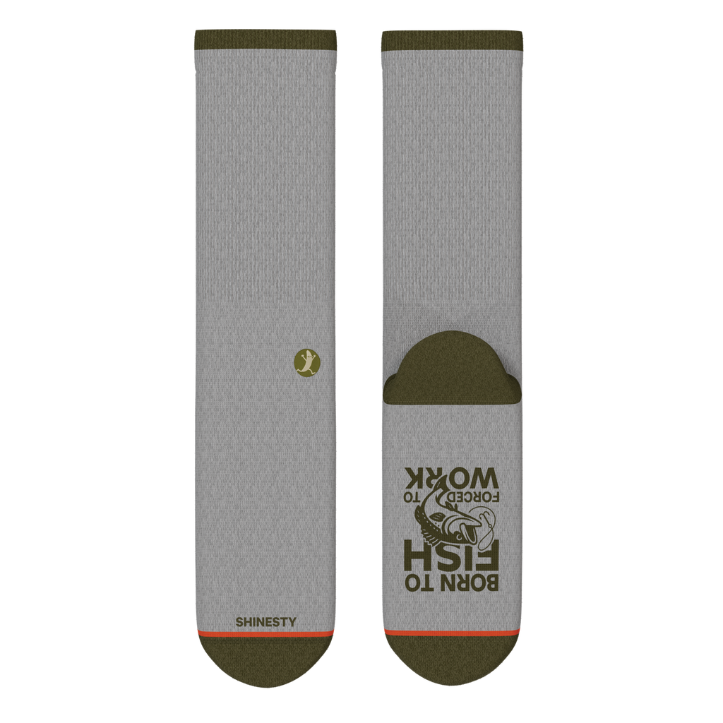The Born To Fish | Fishing Motto Heel Hammock™ Crew Socks - Shinesty