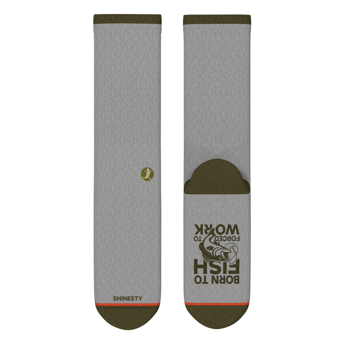 The Born To Fish | Fishing Motto Heel Hammock™ Crew Socks - Shinesty