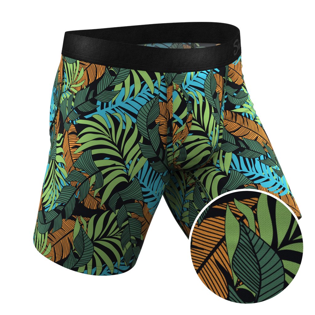 The Botanist | Tropical Leaves Ball Hammock® Boxer - Long Leg - Shinesty