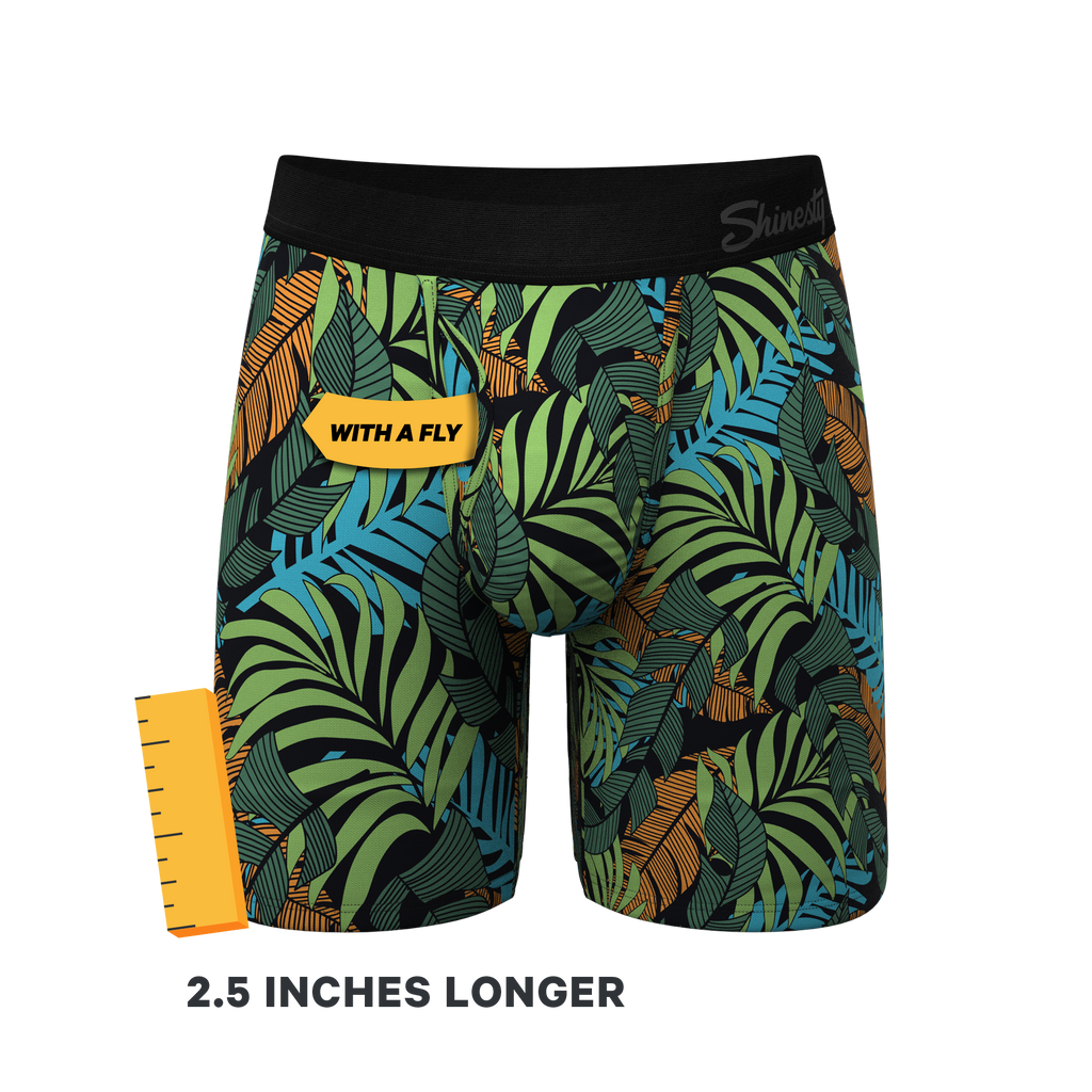 The Botanist | Tropical Leaves Ball Hammock® Boxer - Long Leg - Shinesty