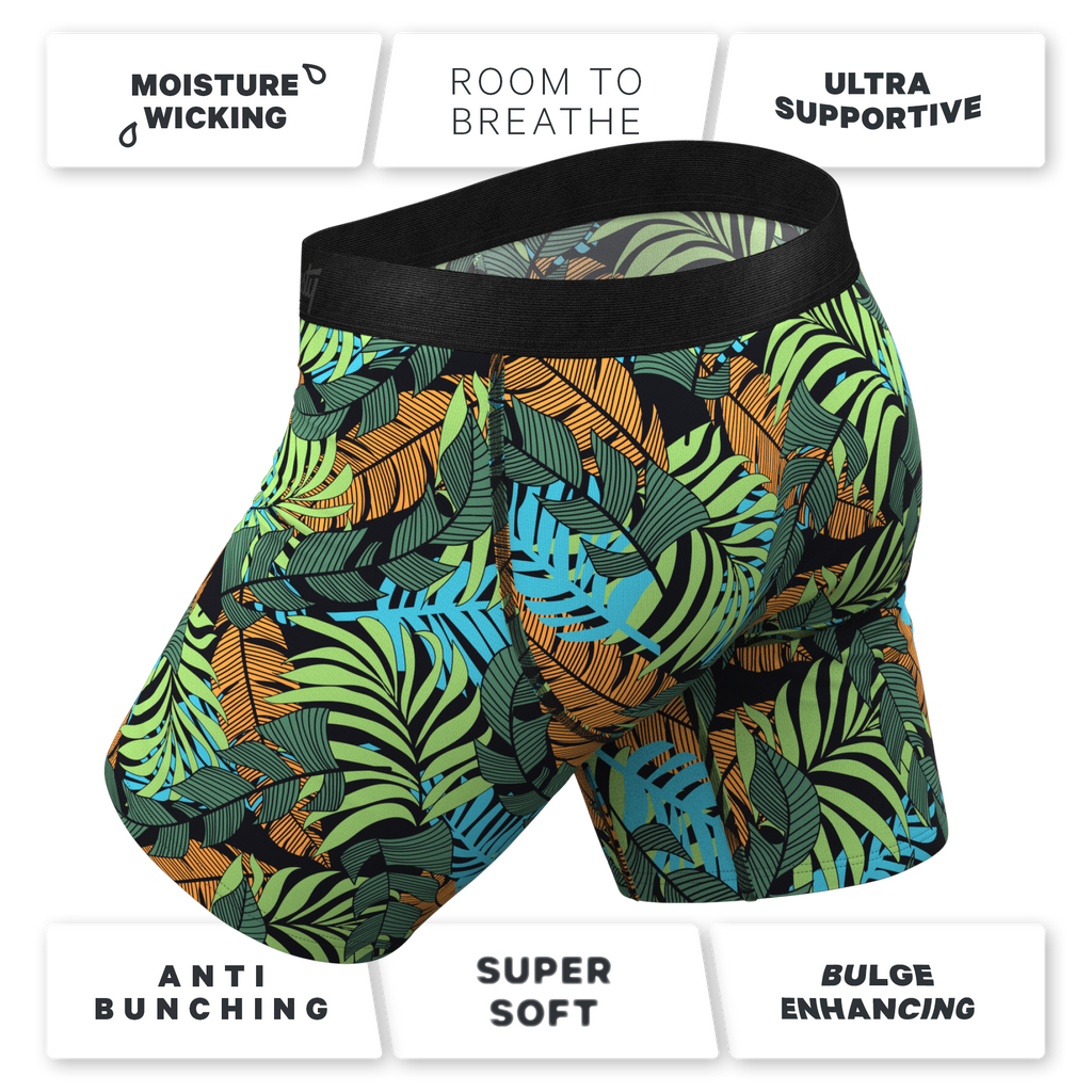 The Botanist | Tropical Leaves Ball Hammock® Boxer - Long Leg - Shinesty