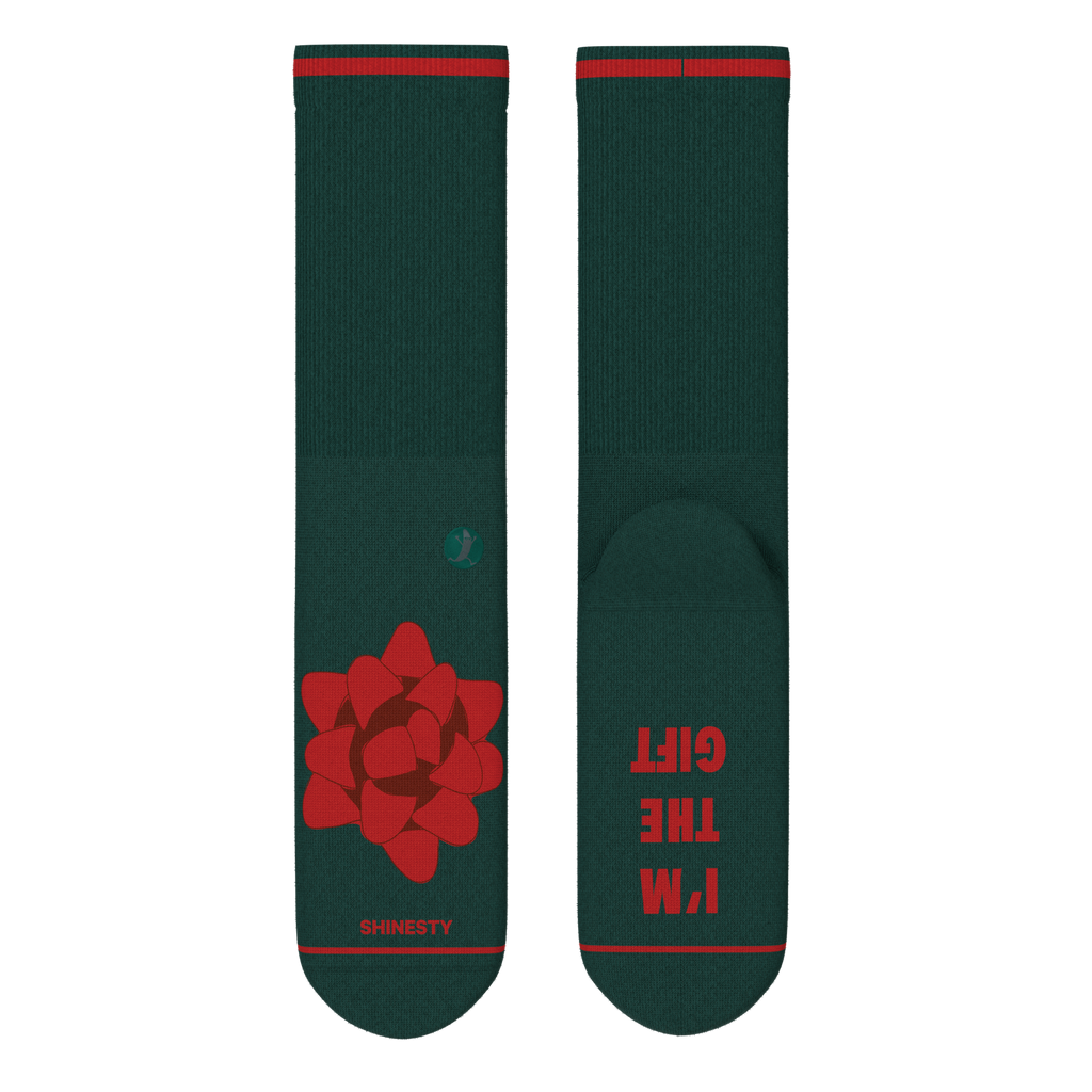 The Bow On Top | Ribbon Present Heel Hammock™ Crew Socks - Shinesty