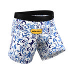 The Risqué Rorschach  | Blue Willow Ball Hammock® Pouch Underwear With Fly - Shinesty
