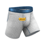 The Physical Education | Heather Grey and Blue Ball Hammock® Pouch Underwear With Fly - Shinesty