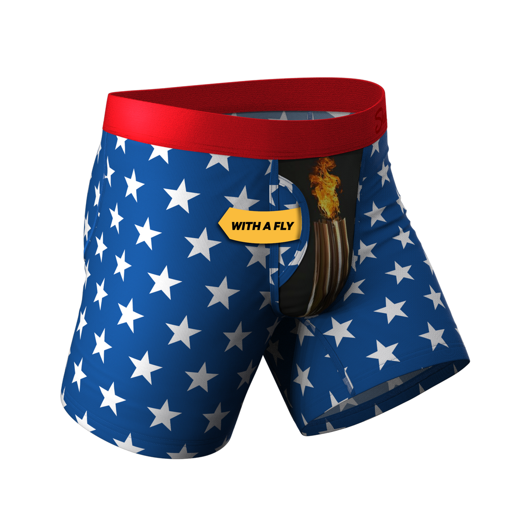 The Inferno | Torch & Flags Ball Hammock® Boxer Briefs With Fly - Shinesty