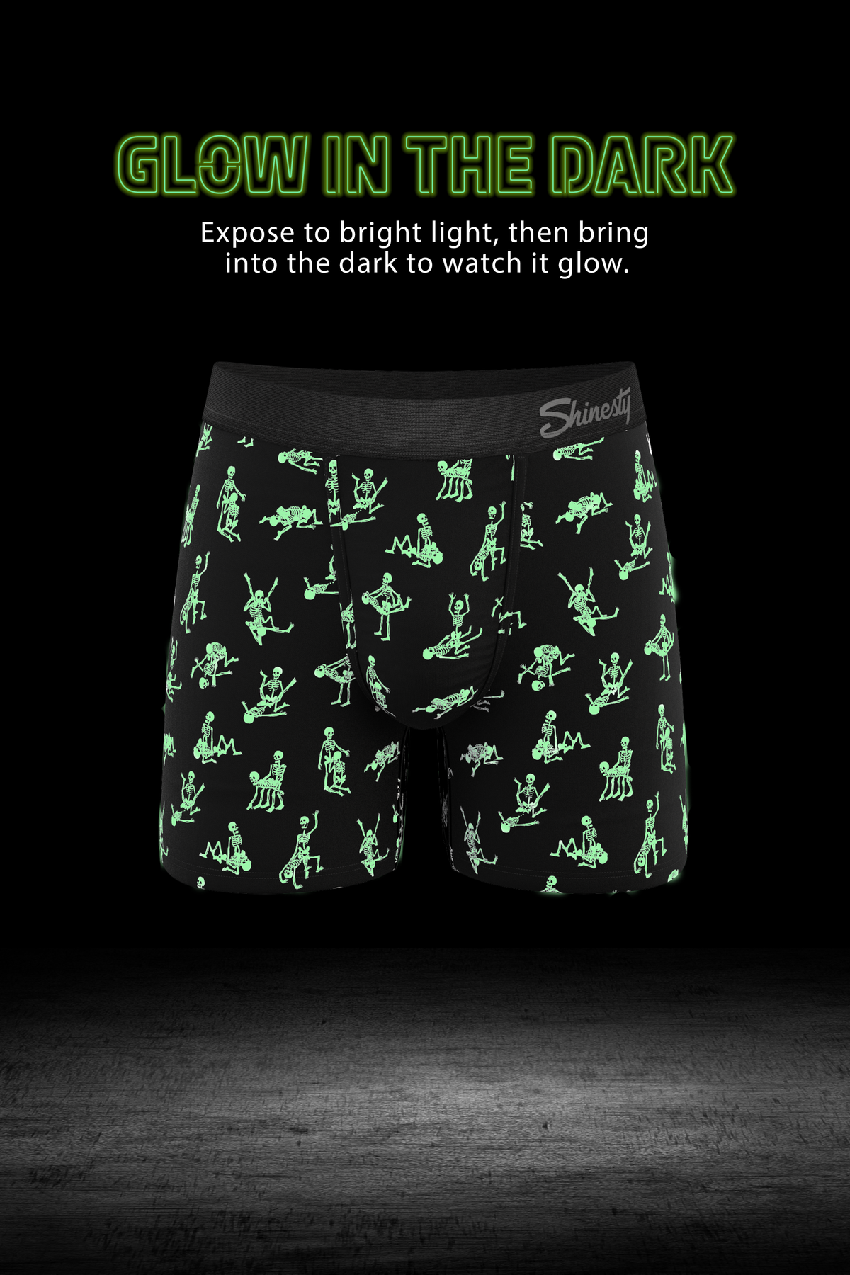 The Bare Back Bones | Glow in the Dark Skeletons Ball Hammock® Pouch Trunks Underwear - Shinesty
