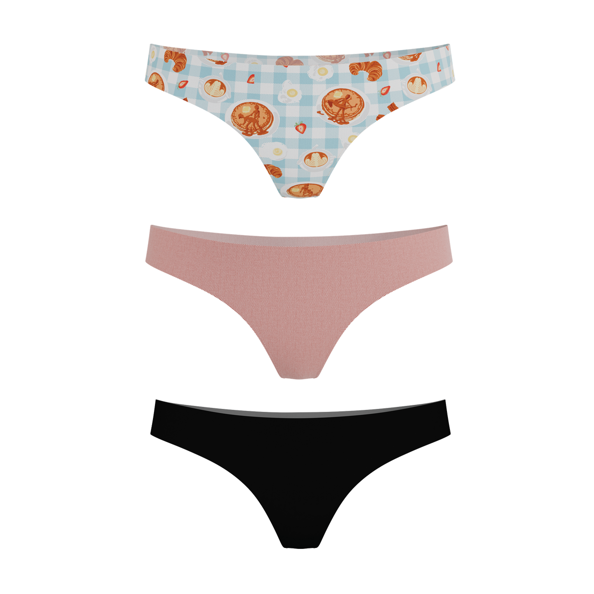 The Breakfast in Bed | Women's Thong Underwear 3 Pack - Shinesty