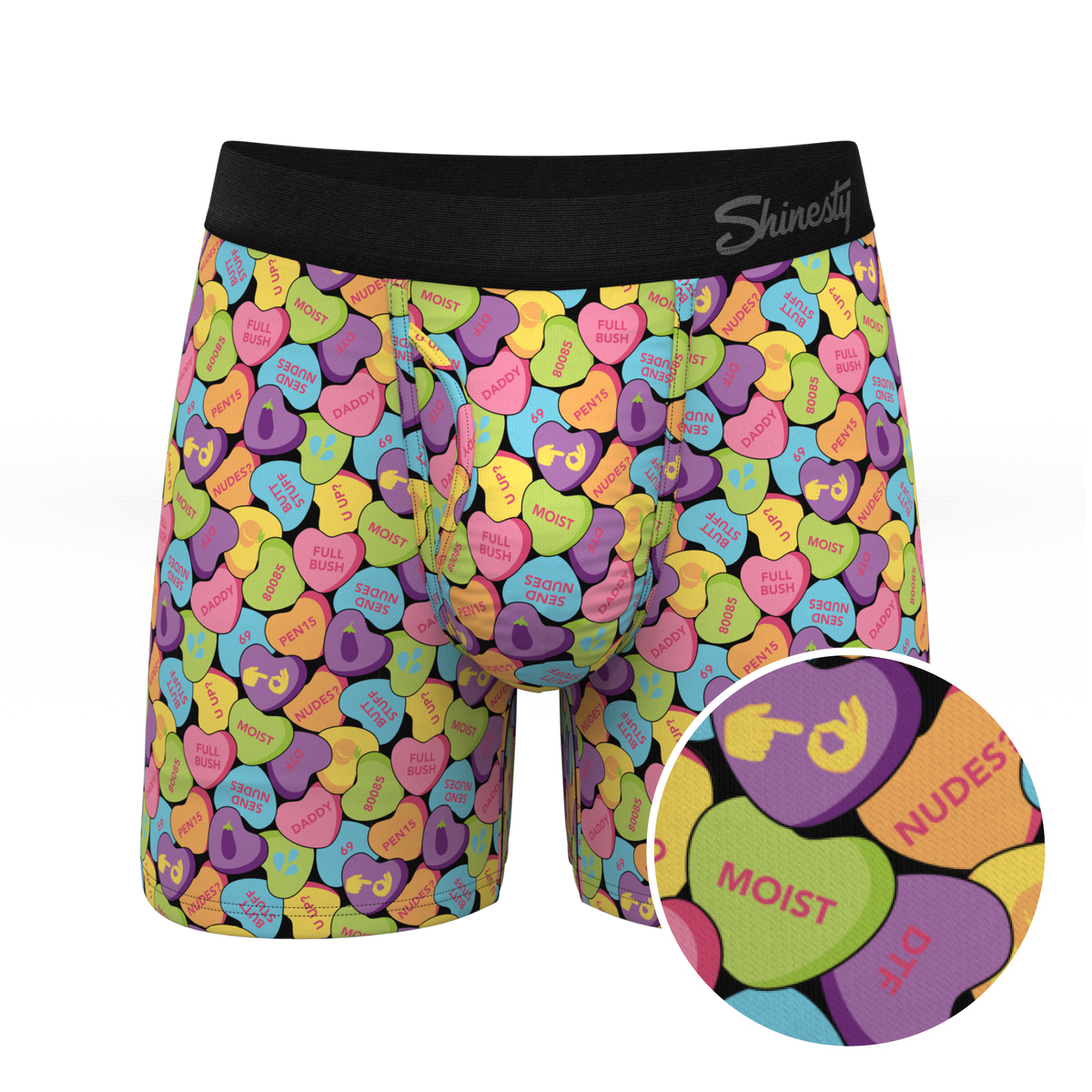 The Candy Crush | Candy Hearts Ball Hammock® Pouch Underwear With Fly - Shinesty