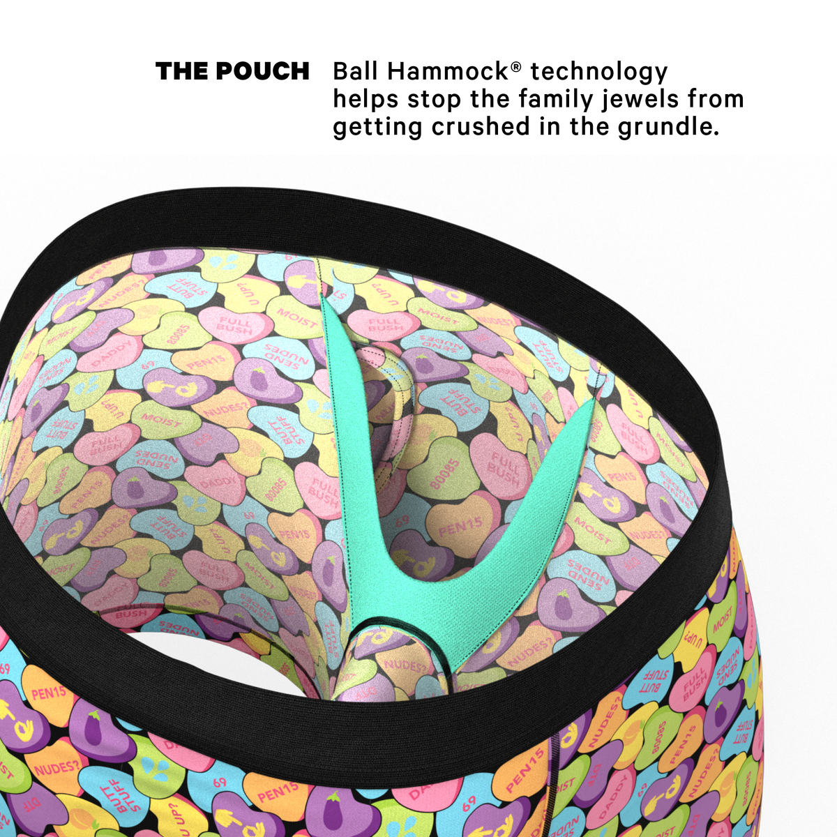The Candy Crush | Candy Hearts Ball Hammock® Pouch Underwear With Fly - Shinesty