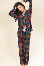 The Cappuccino | Holiday Tartan Plaid SleepDeep™ Women’s Long Sleeve Pajama Set - Shinesty