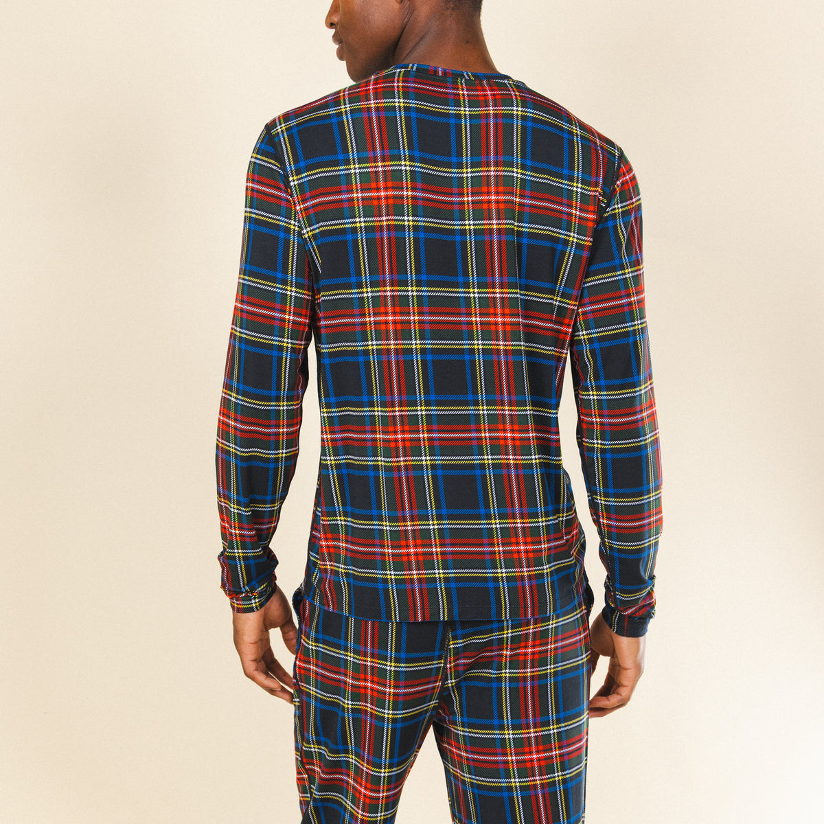 The Cappuccino | Holiday Tartan Plaid SleepDeep™ Men’s Long Sleeve Pajama Shirt - Shinesty
