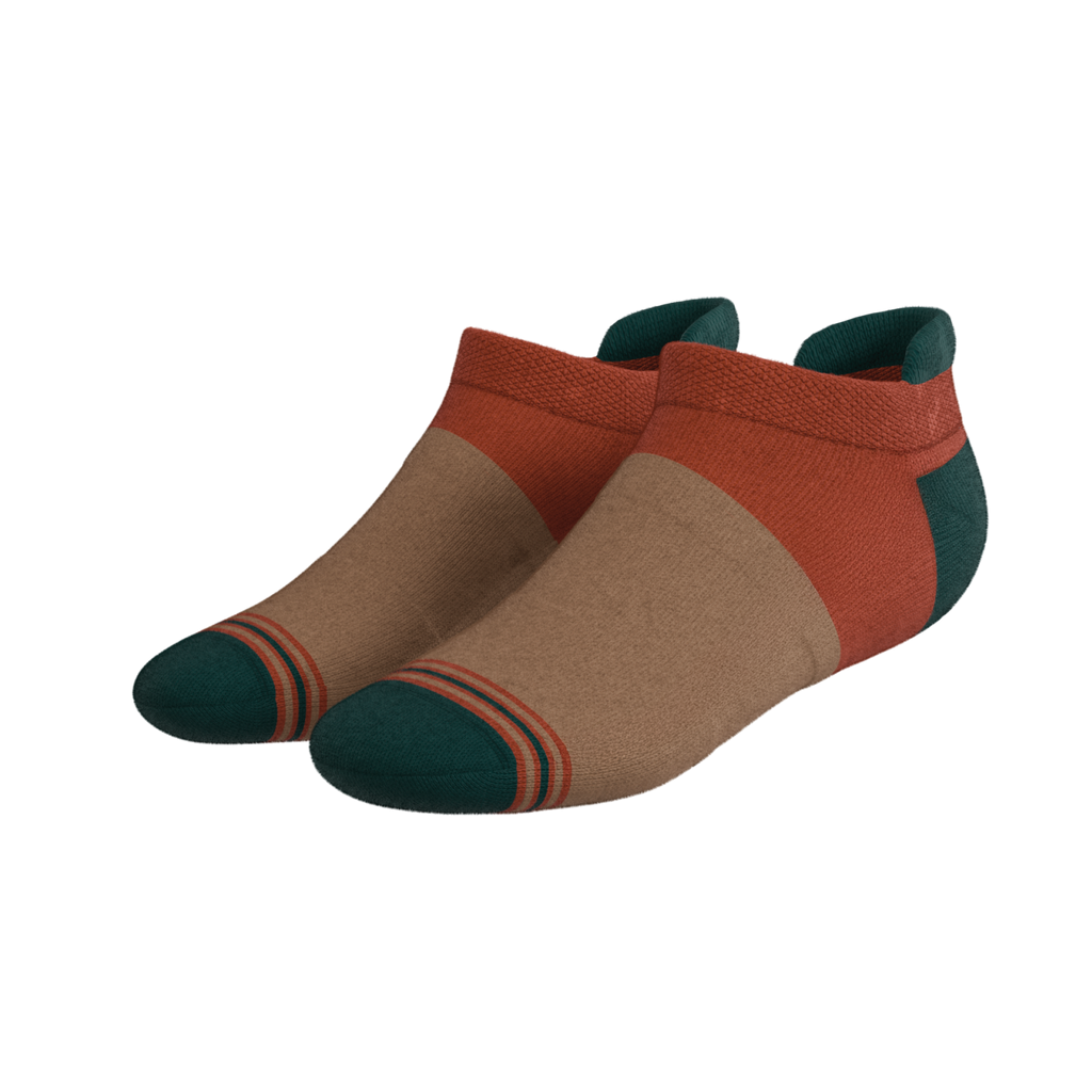The Car Camper | Earth Tone Color Block Heel Hammock™ Ankle Socks - Shinesty