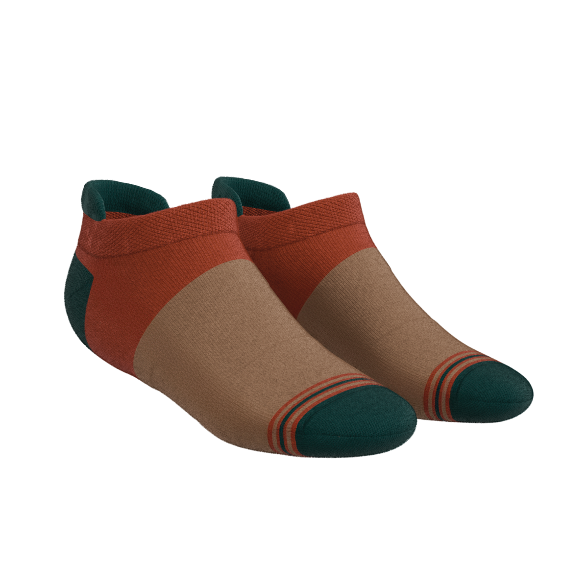 The Car Camper | Earth Tone Color Block Heel Hammock™ Ankle Socks - Shinesty