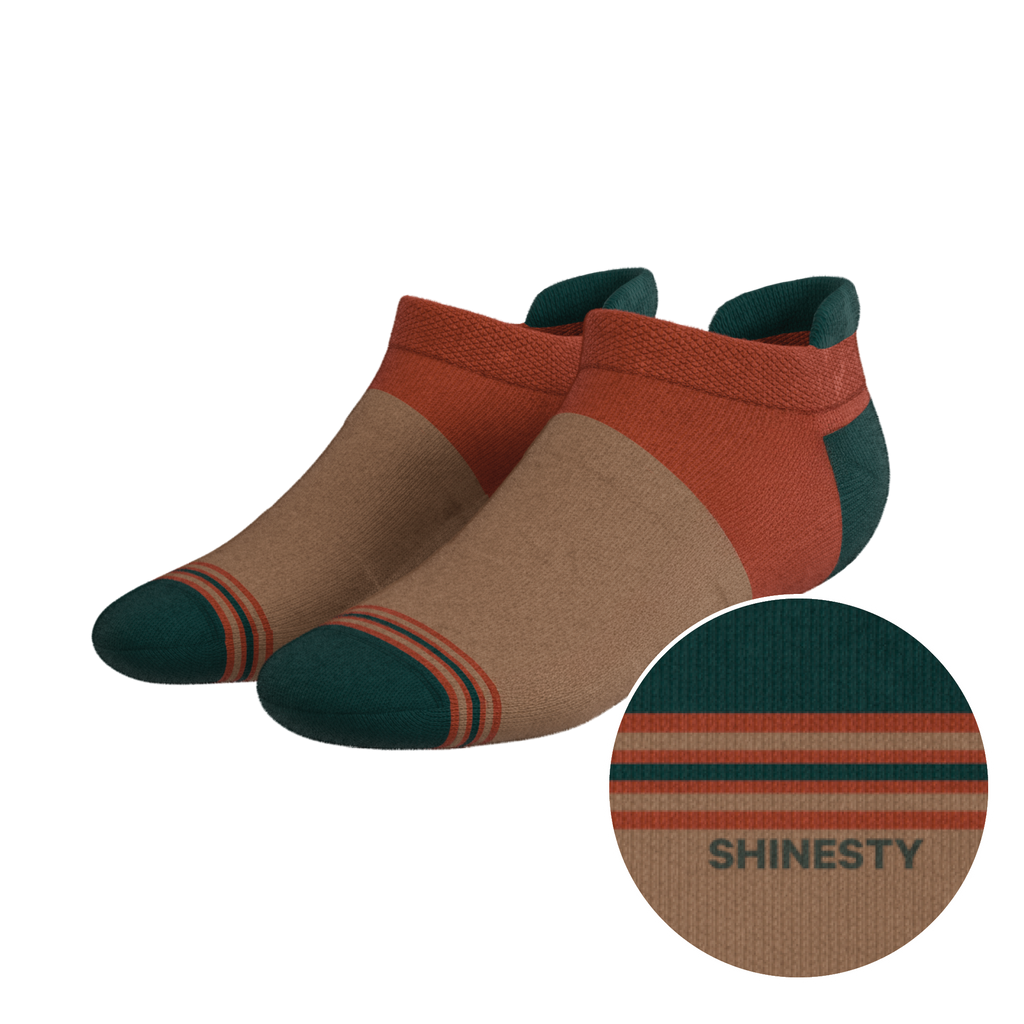 The Car Camper | Earth Tone Color Block Heel Hammock™ Ankle Socks - Shinesty