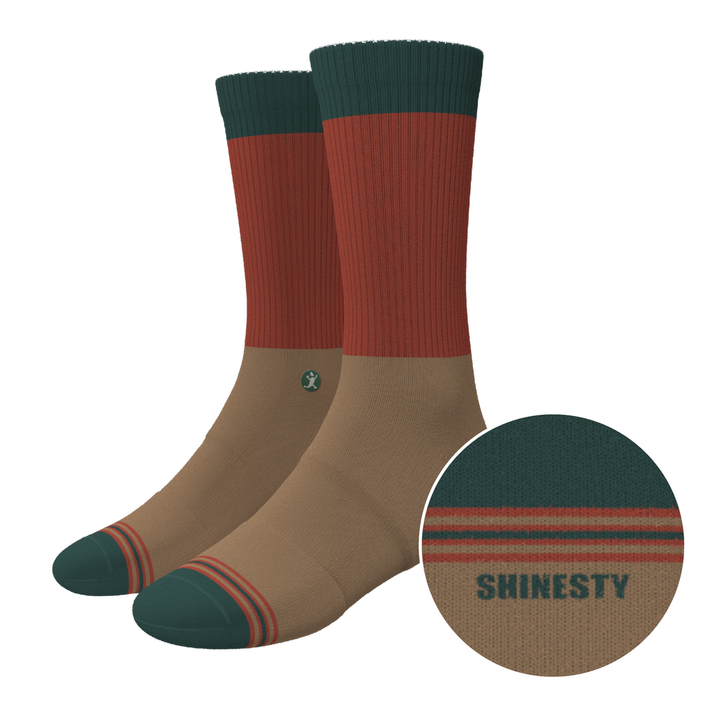 The Car Camper | Earth Tone Color Block Heel Hammock™ Crew Socks - Shinesty