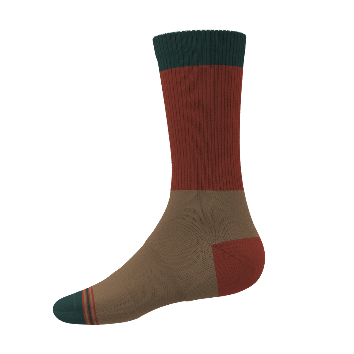 The Car Camper | Earth Tone Color Block Heel Hammock™ Crew Socks - Shinesty