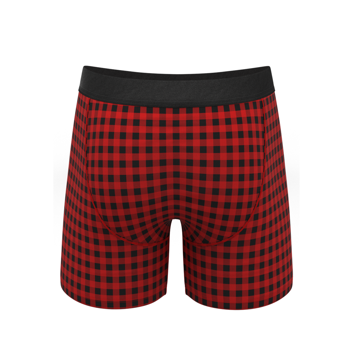 The Cardinal | Micro Buffalo Check Ball Hammock® Pouch Underwear With Fly - Shinesty