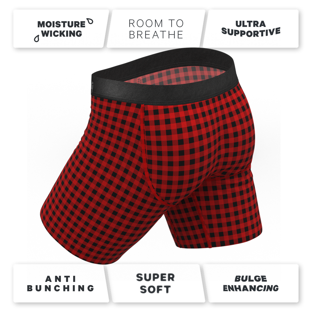 The Cardinal | Micro Buffalo Check Ball Hammock® Boxer - Long Leg - Shinesty
