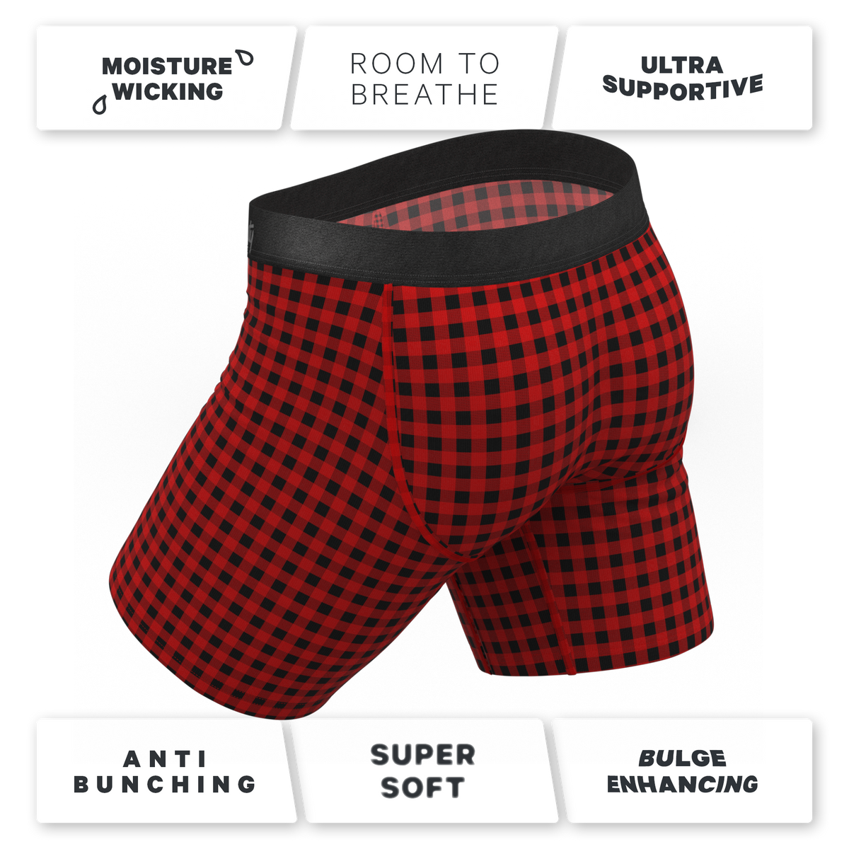 The Cardinal | Micro Buffalo Check Ball Hammock® Boxer - Long Leg - Shinesty