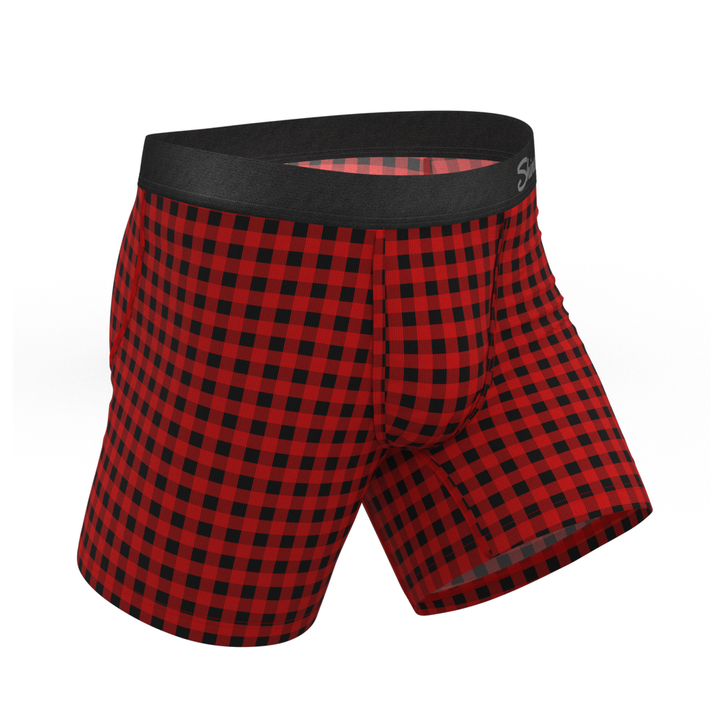 The Cardinal | Micro Buffalo Check Ball Hammock® Pouch Underwear - Shinesty