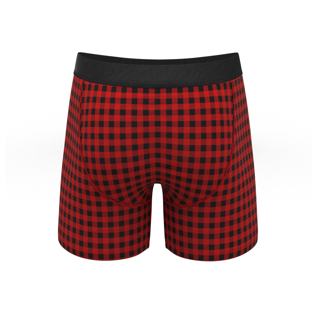 The Cardinal | Micro Buffalo Check Ball Hammock® Pouch Underwear - Shinesty