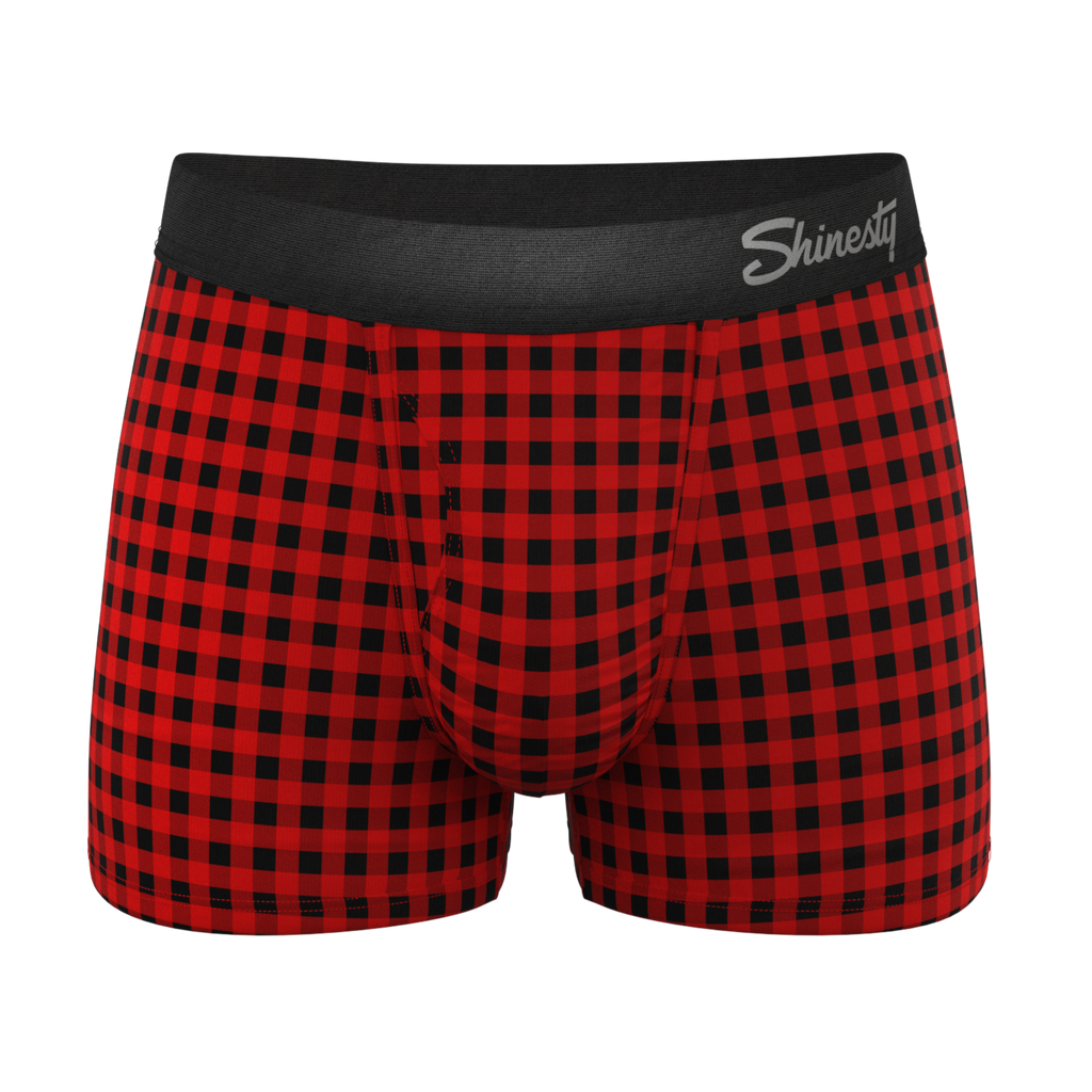 The Cardinal | Micro Buffalo Check Ball Hammock® Pouch Trunks Underwear - Shinesty
