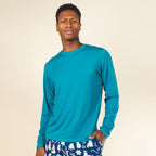 The Caspian Sea | Teal Blue SleepDeep™ Men’s Long Sleeve Pajama Shirt - Shinesty