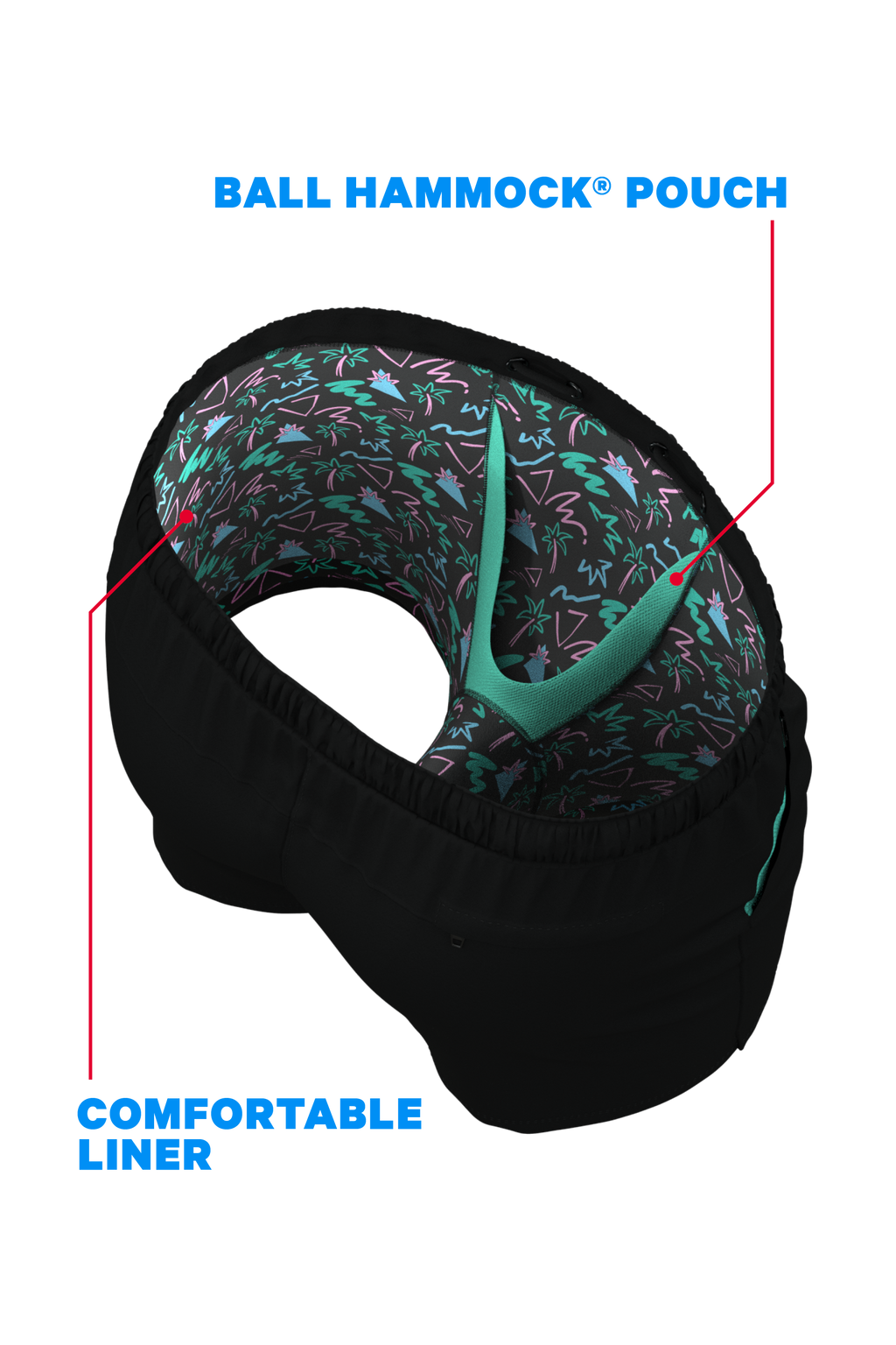 The Catamaran | Black Tropical Ball Hammock® Pouch 8" Swim Trunks - Shinesty