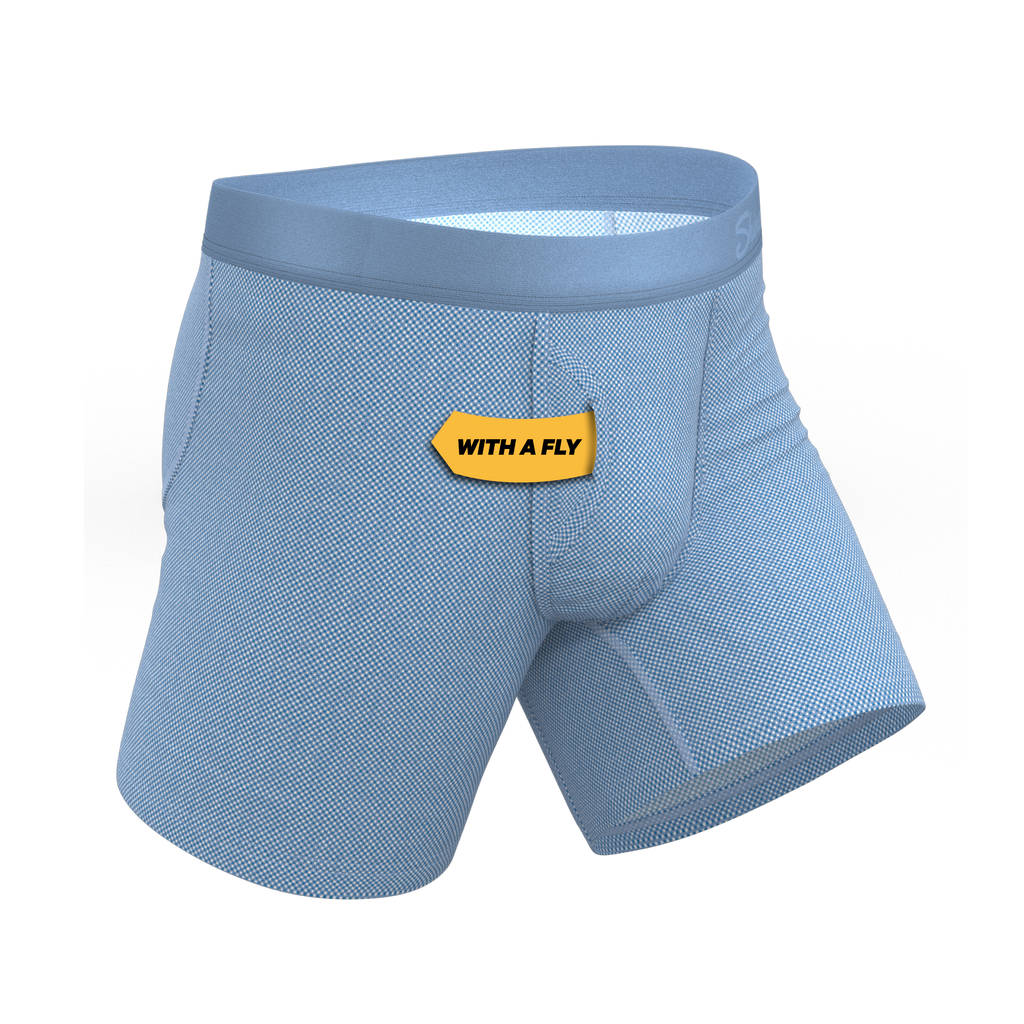 The Chambray All Day | Blue Chambray Ball Hammock® Pouch Underwear With Fly - Shinesty