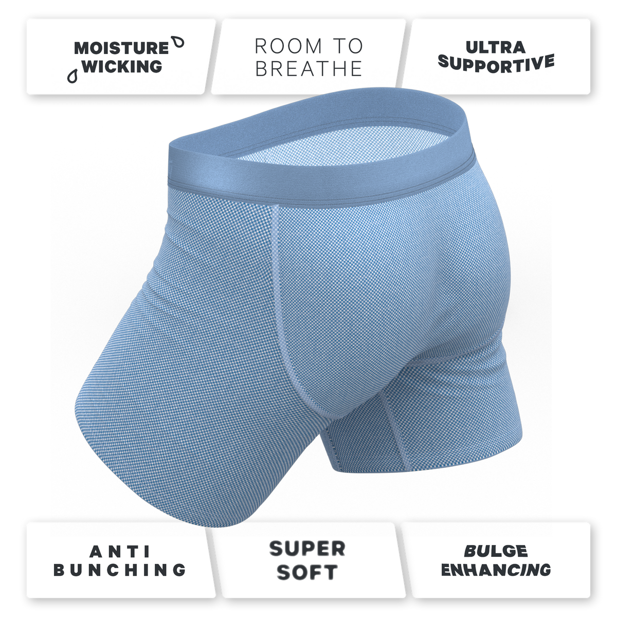 The Chambray All Day | Blue Chambray Ball Hammock® Pouch Underwear With Fly - Shinesty