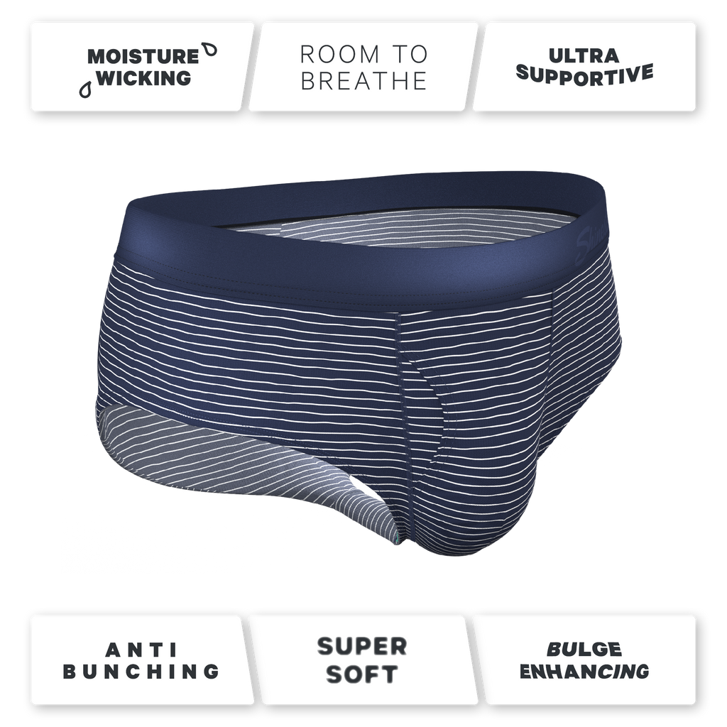 The Cheek Streak | White Stripe Ball Hammock® Pouch Underwear Briefs - Shinesty