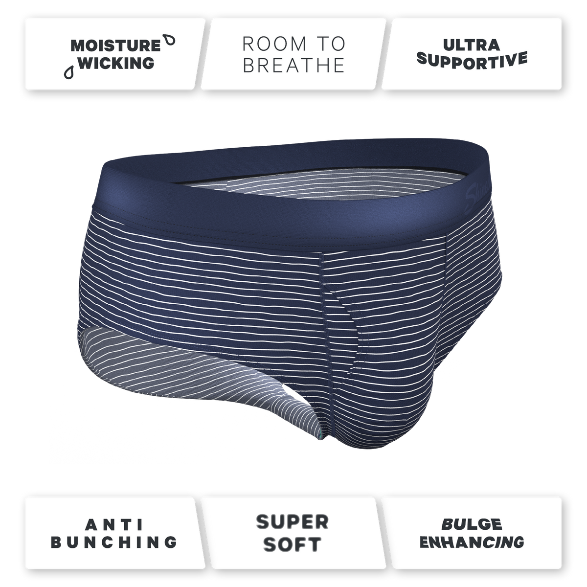 The Cheek Streak | White Stripe Ball Hammock® Pouch Underwear Briefs - Shinesty
