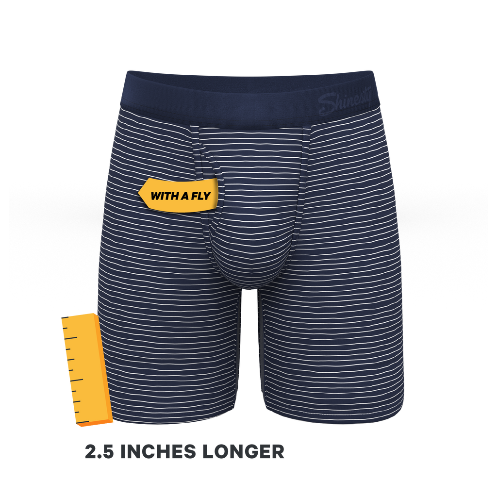 The Cheek Streak | White Stripe Ball Hammock® Boxer - Long Leg - Shinesty