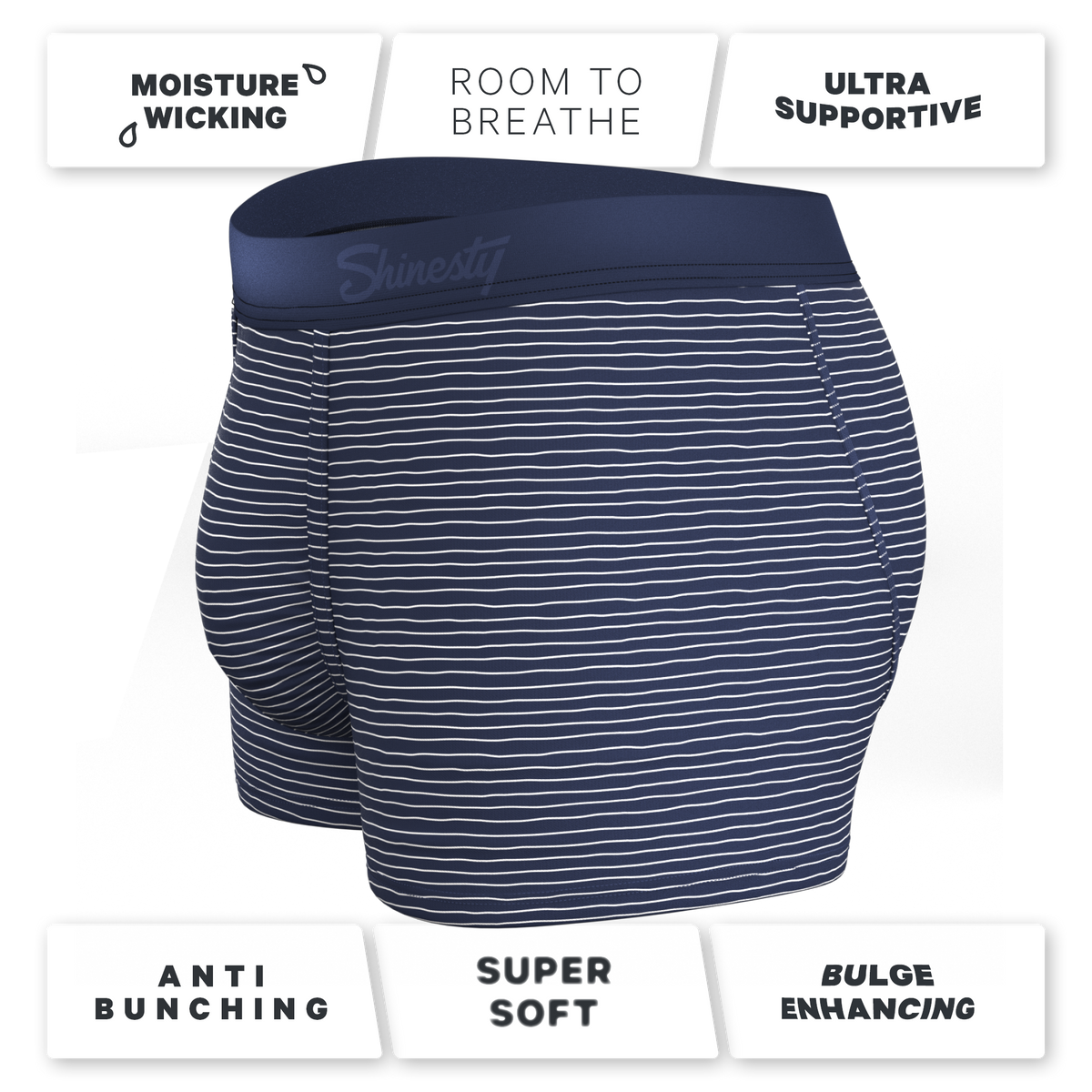 The Cheek Streak | White Stripe Ball Hammock® Pouch Trunks Underwear - Shinesty