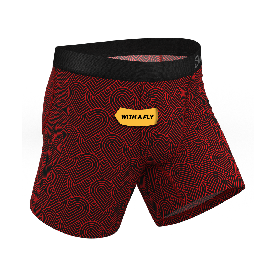 The Cherub | Geometric Hearts Ball Hammock® Pouch Underwear With Fly - Shinesty