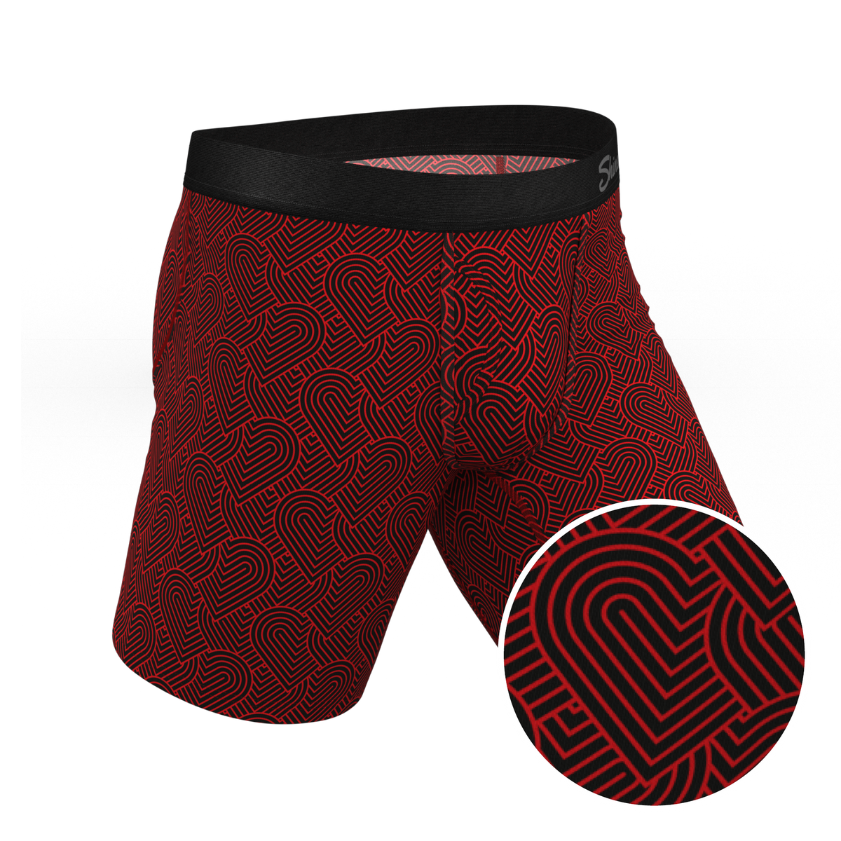 The Cherub | Geometric Hearts Ball Hammock® Boxer - Long Leg - Shinesty