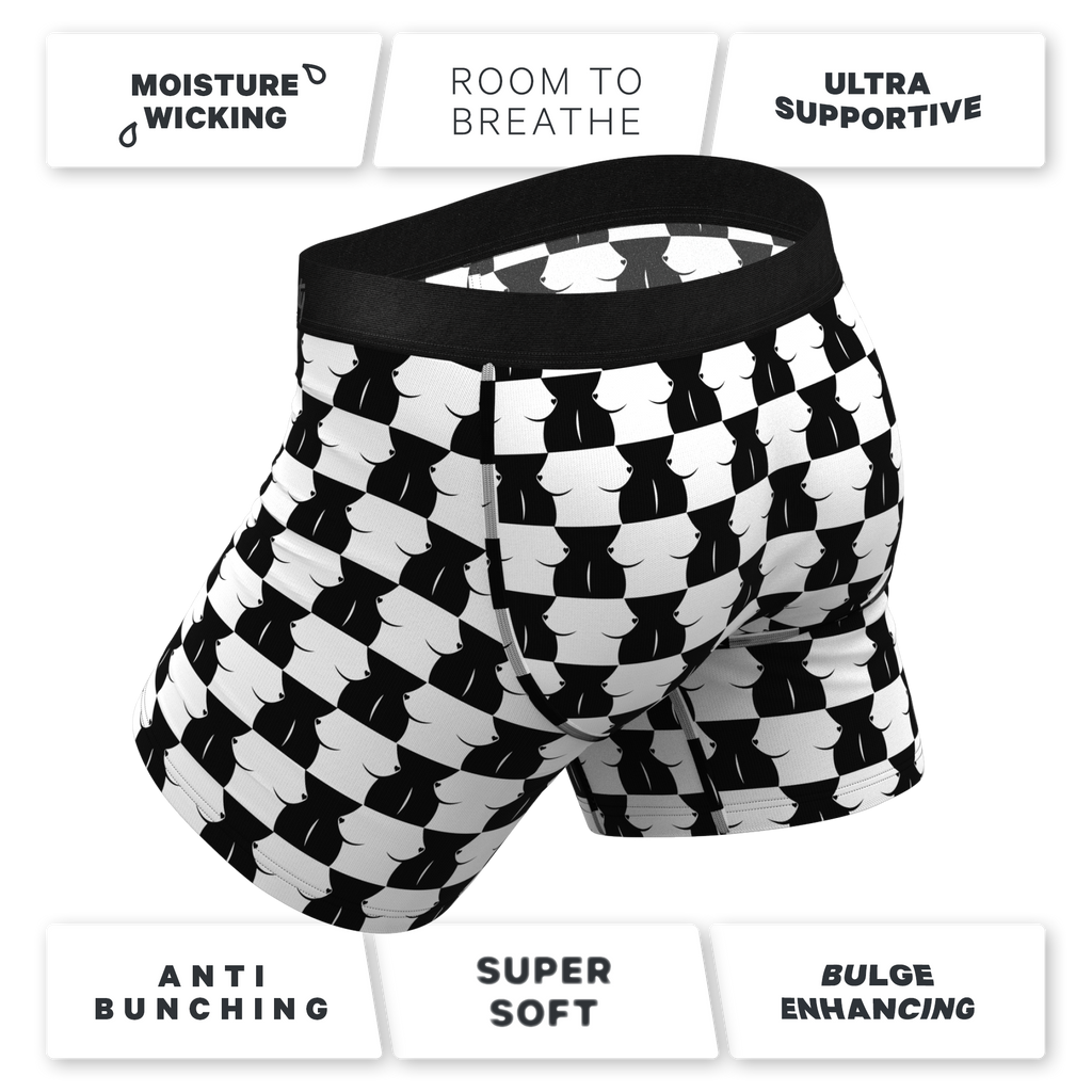 The Chest Mate | Checkered Ball Hammock® Pouch Underwear With Fly - Shinesty