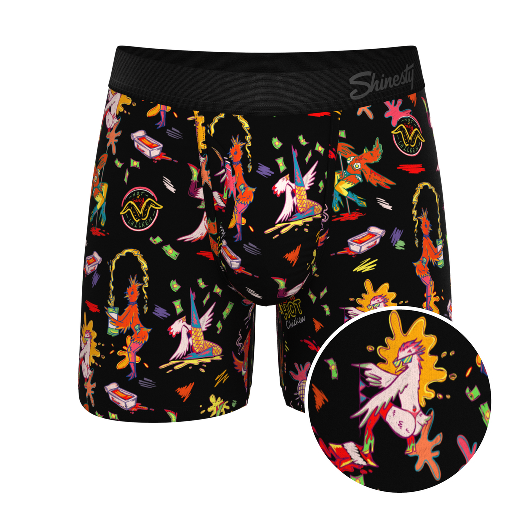 The Chicken Strips | Dancing Chickens Ball Hammock® Pouch Underwear With Fly - Shinesty