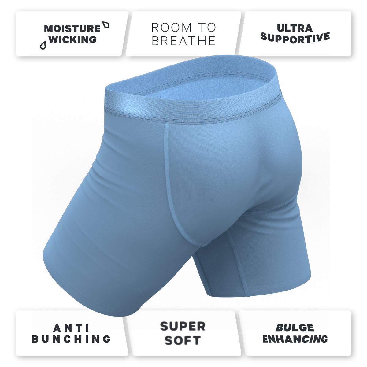 The Clear Skies | Light Blue Tonal Ball Hammock® Boxer - Long Leg - Shinesty