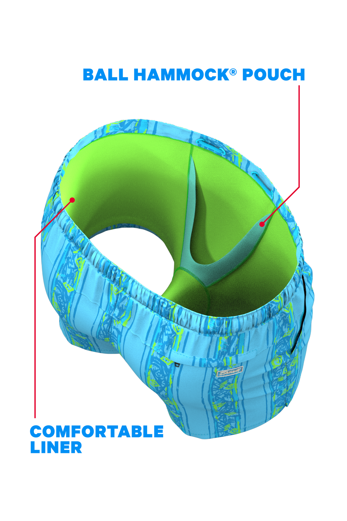 The Conch Shell | Light Blue Retro Ball Hammock® Pouch 8" Swim Trunks - Shinesty