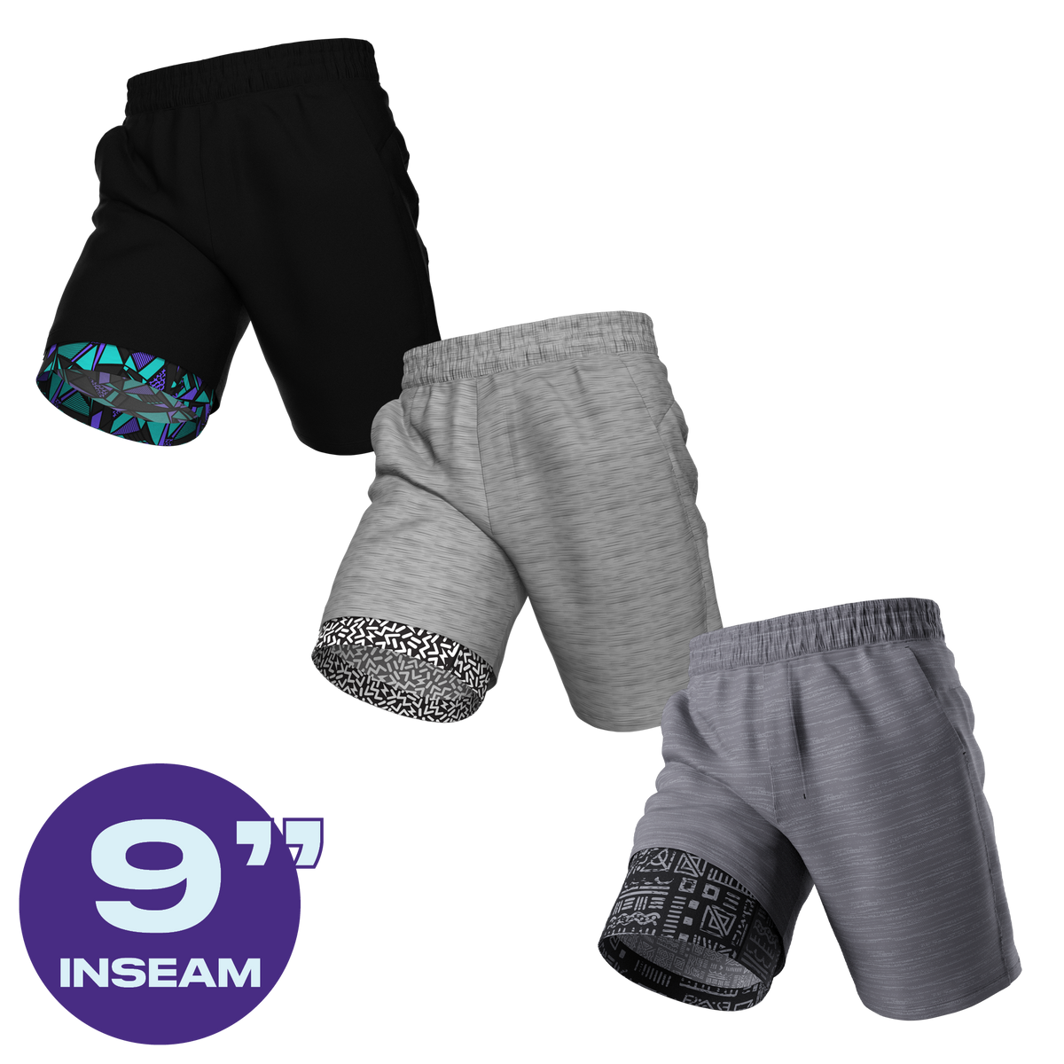 The Cooldown | Ball Hammock® 9 Inch Athletic Shorts 3 Pack - Shinesty