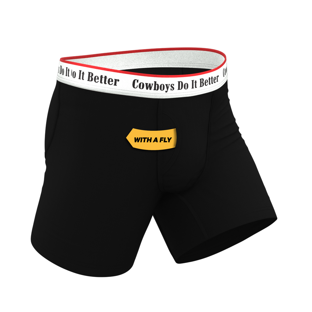 The Cowboys Do It Better | Black Shinesty x Diamond Cross Ranch Ball Hammock® Pouch Underwear With Fly - Shinesty