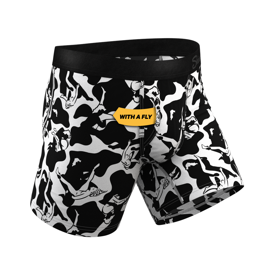 The Cowmasutra | Naughty Abstract Ball Hammock® Pouch Underwear With Fly - Shinesty