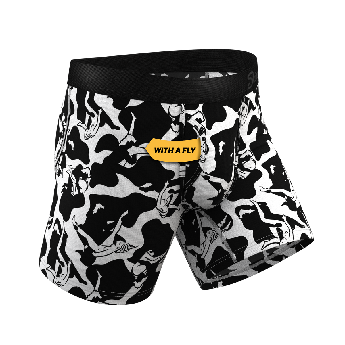 The Cowmasutra | Naughty Abstract Ball Hammock® Pouch Underwear With Fly - Shinesty