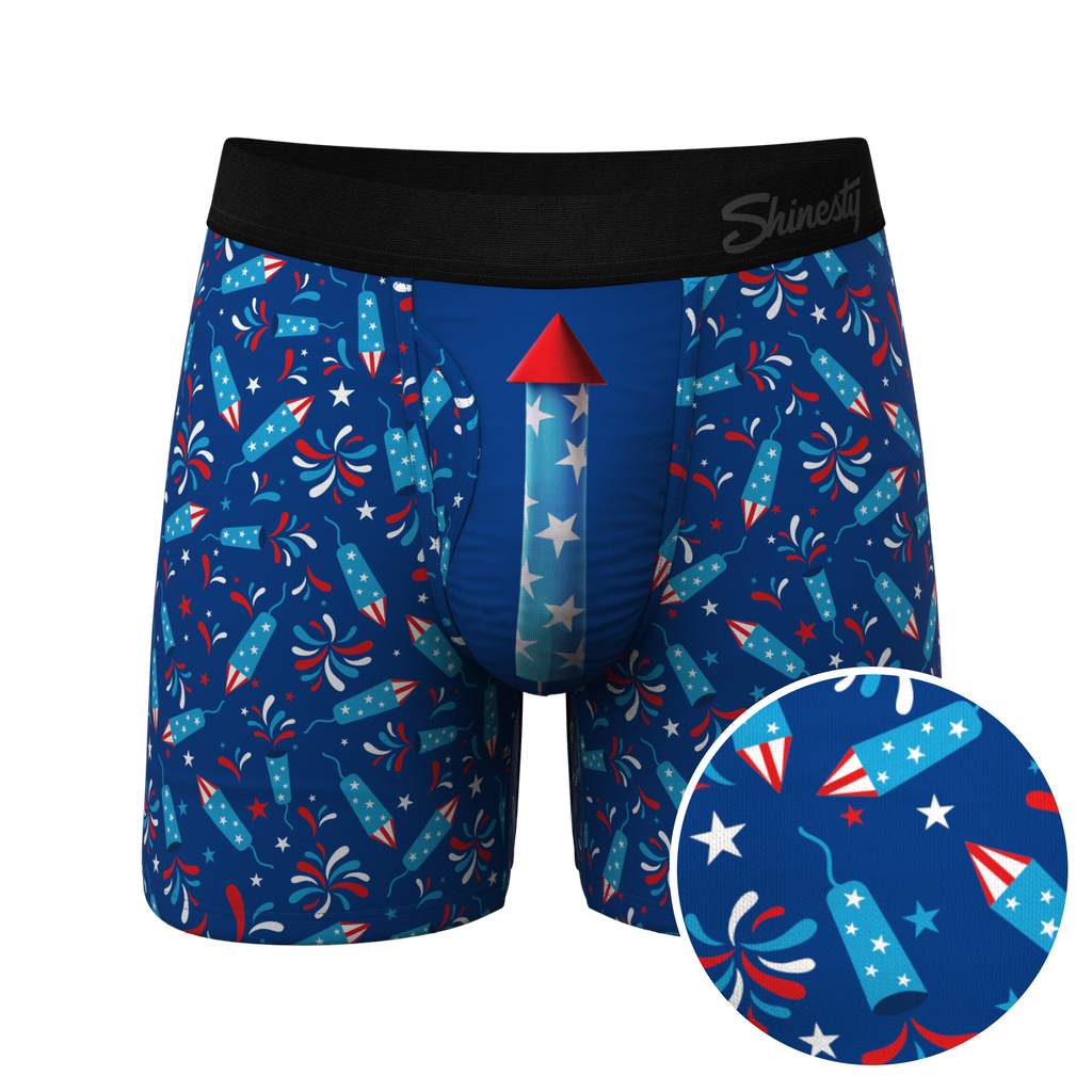 The Crotch Rocket | USA Firecracker Ball Hammock® Pouch Underwear With Fly - Shinesty