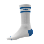 The Cruiser | Blue and White Stripe Heel Hammock™ Crew Socks - Shinesty