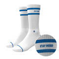 The Cruiser | Blue and White Stripe Heel Hammock™ Crew Socks - Shinesty