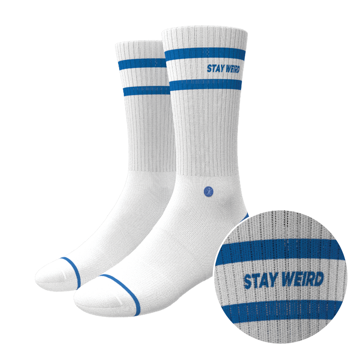 The Cruiser | Blue and White Stripe Heel Hammock™ Crew Socks - Shinesty