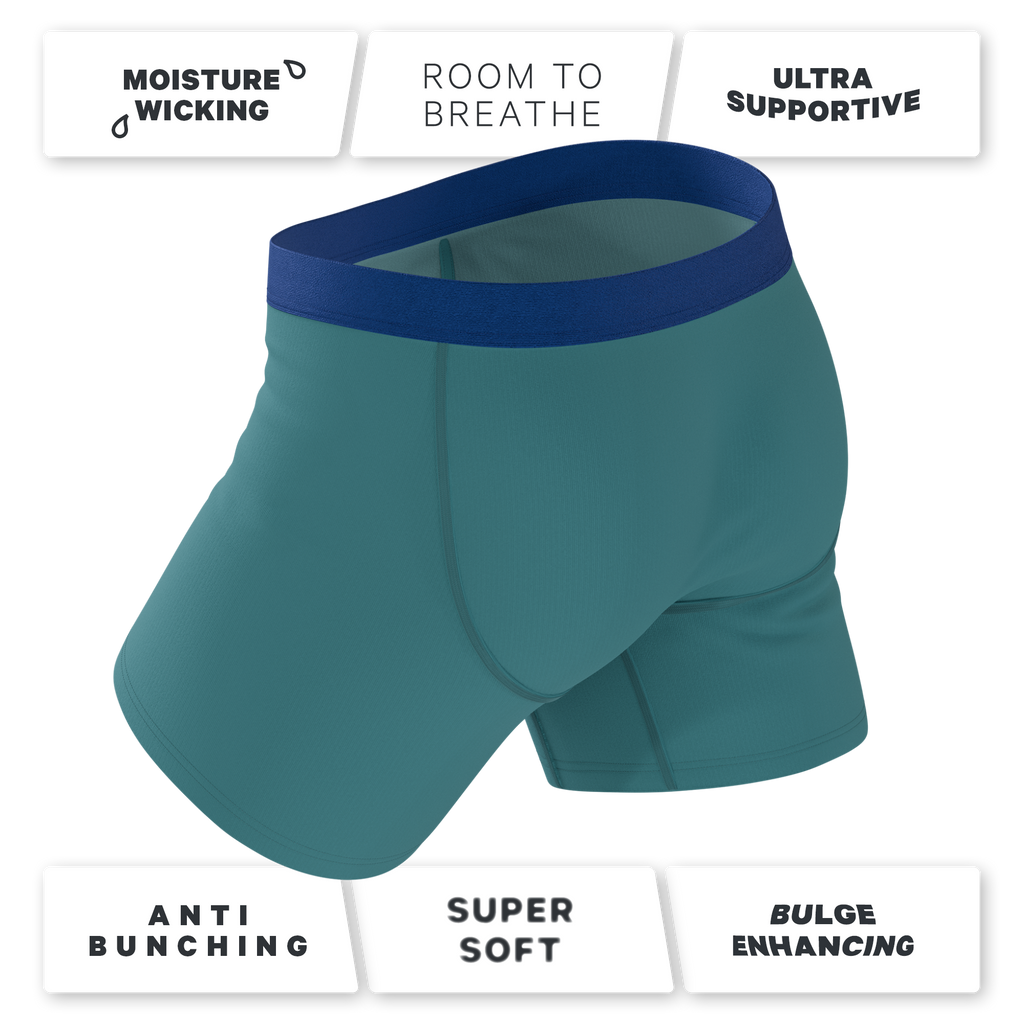 The Curacao | Teal Ball Hammock® Pouch Underwear With Fly - Shinesty