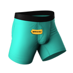 The Cyantific Theory | Turquoise Ball Hammock® Pouch Underwear With Fly - Shinesty